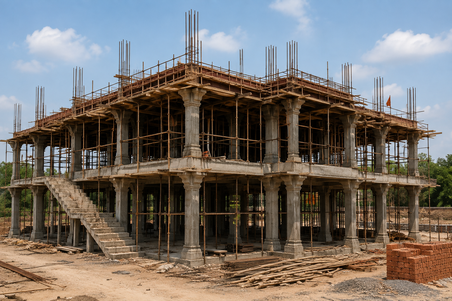 Temple structure construction
